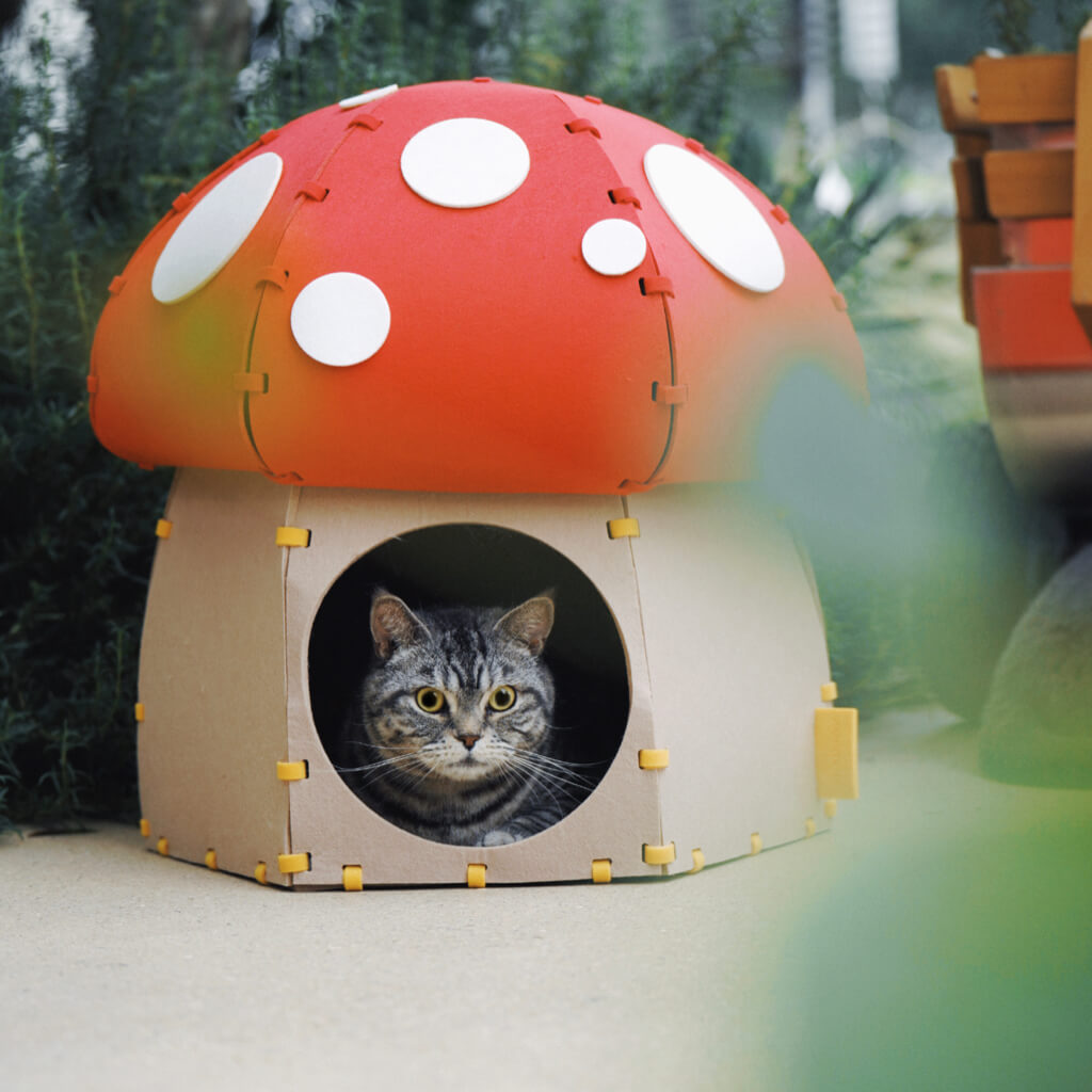 Mushroom Felt Cat Cave Cat Den Cat Hideaway Pewos