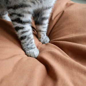 Close-up view of the removable cushion from the Boho Chic Pet Tent, highlighting its soft texture and easy maintenance, perfect for keeping your pet comfortable.