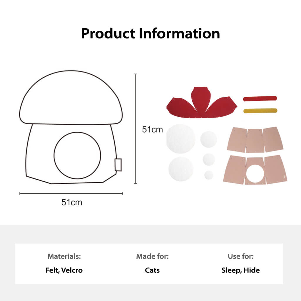 Mushroom Felt Cat Cave | Cat Den | Cat Hideaway