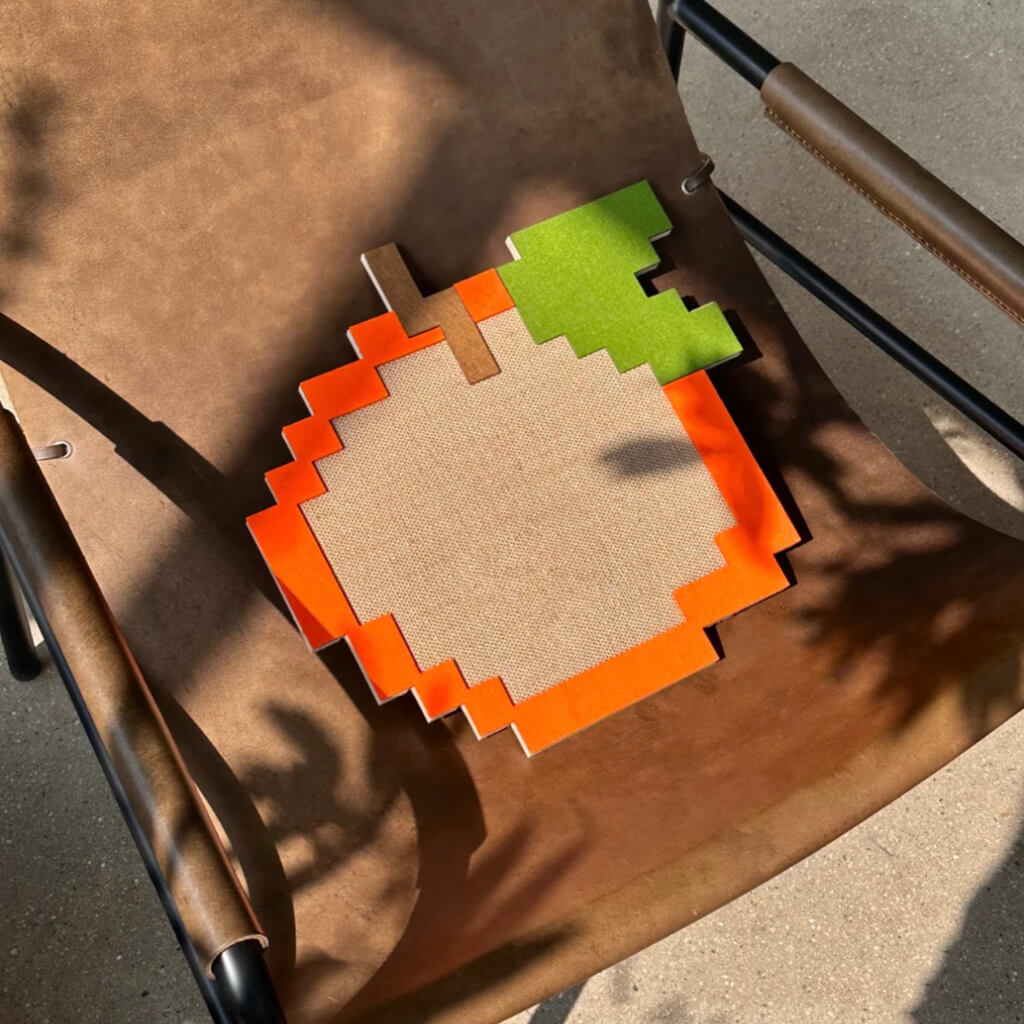 Close-up of the felt and sisal texture on the Pixel Fruit Sisal Cat Scratcher.
