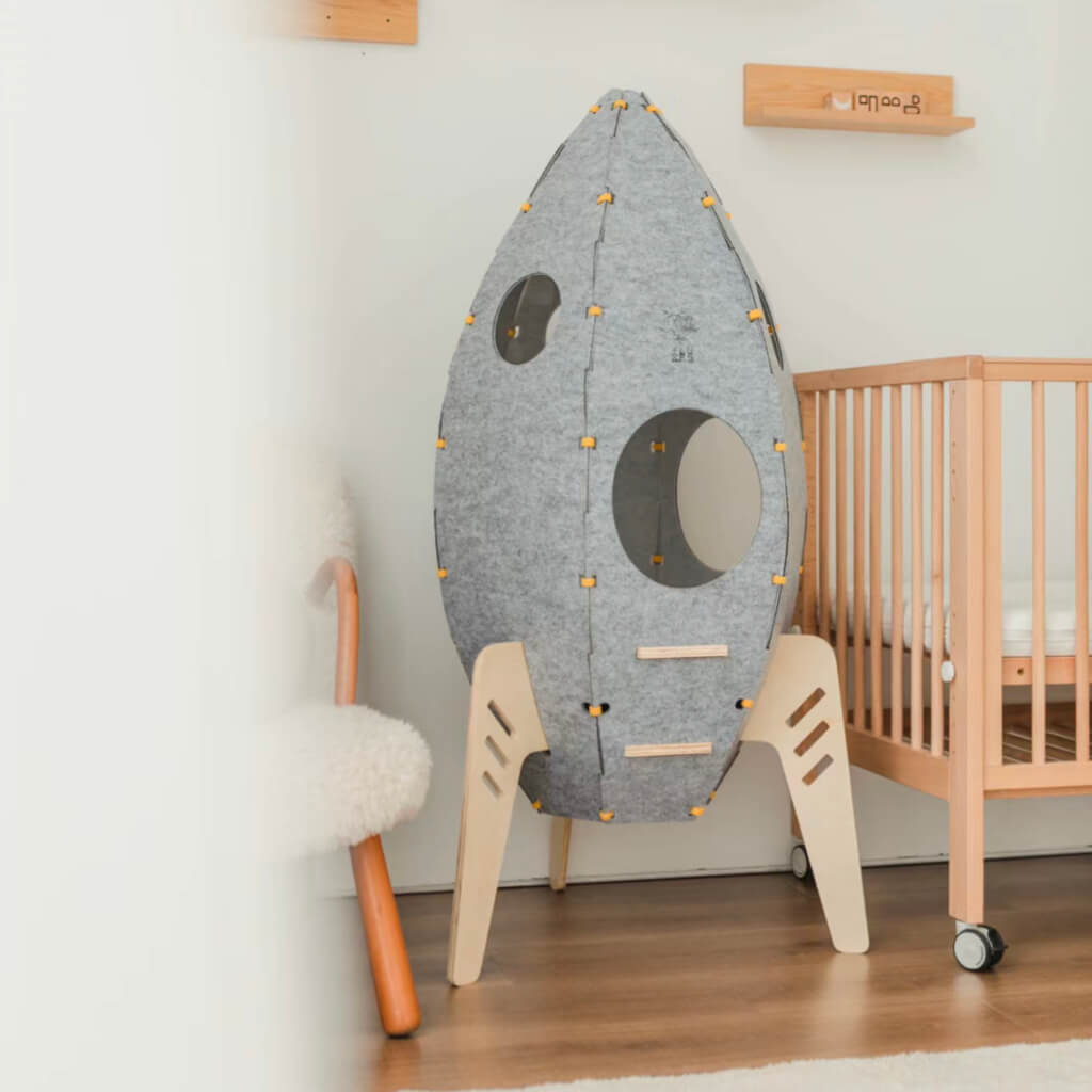 Rocket Cat Tower as an art piece in a contemporary home setting.