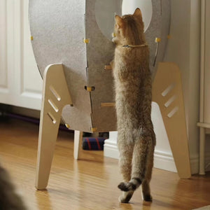 Eco-friendly Rocket Cat Tower blending into minimalist home decor.