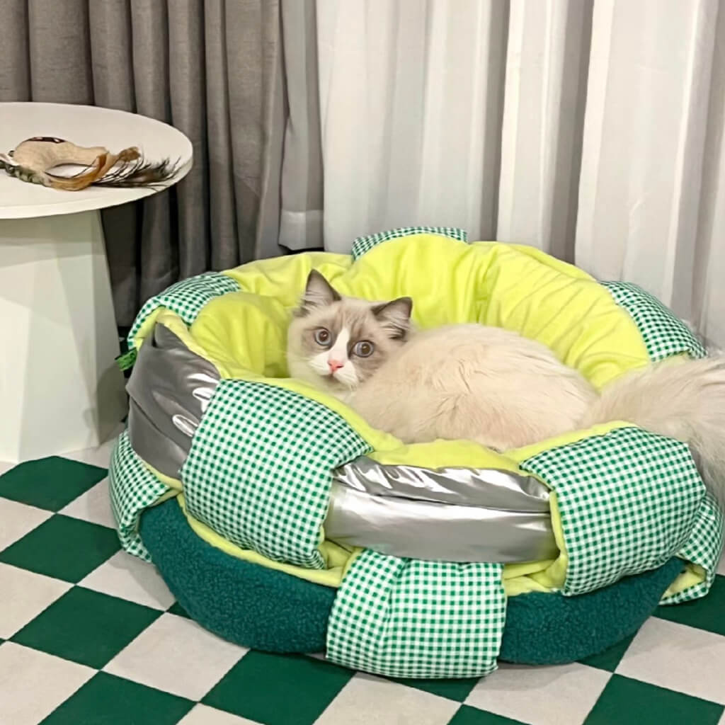 Woven Style Fleece Cat Bed Pewos