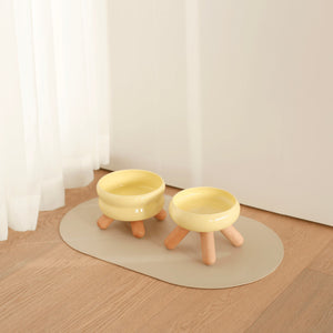 Minimalist Gulu Pet Bowls with Eco-friendly Ceramic and Wooden Base