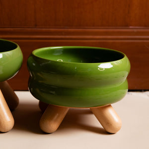 Gulu Ceramic Pet Bowl - Pine Green