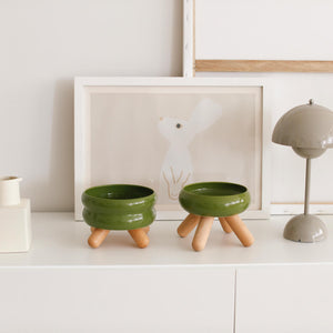 Gulu Ceramic Pet Bowl - Pine Green