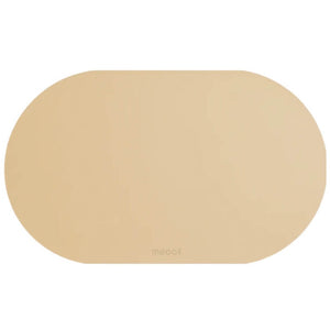 Top-down view of Meoof Gulu placemat in brown color – sleek and neutral pet floor mat design.