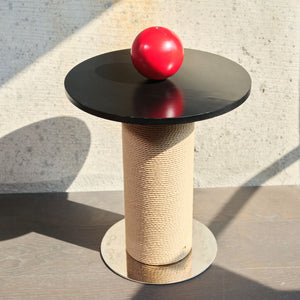 Close-up of the sisal rope and minimalist design on Mid-Century Modern Cat Scratching Post and Side Table.