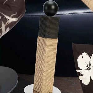 Close-up of the durable paper vine wrapping on the Mid-Century Modern Matchstick Cat Scratching Post.