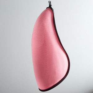  Full view of the pink front panel of the Extra-light Cat Travel Backpack, highlighting its breathable mesh fabric.