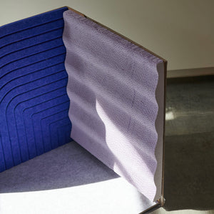 Close-up of Scratching Surface: Close-up view of the textured scratching surface on the Velvet Blue cat scratcher, showcasing its durability and style.