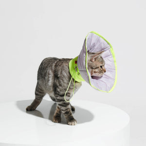 Reversible Padded Pet Recovery E-Collar laid flat, showcasing its design and adjustable drawstring.