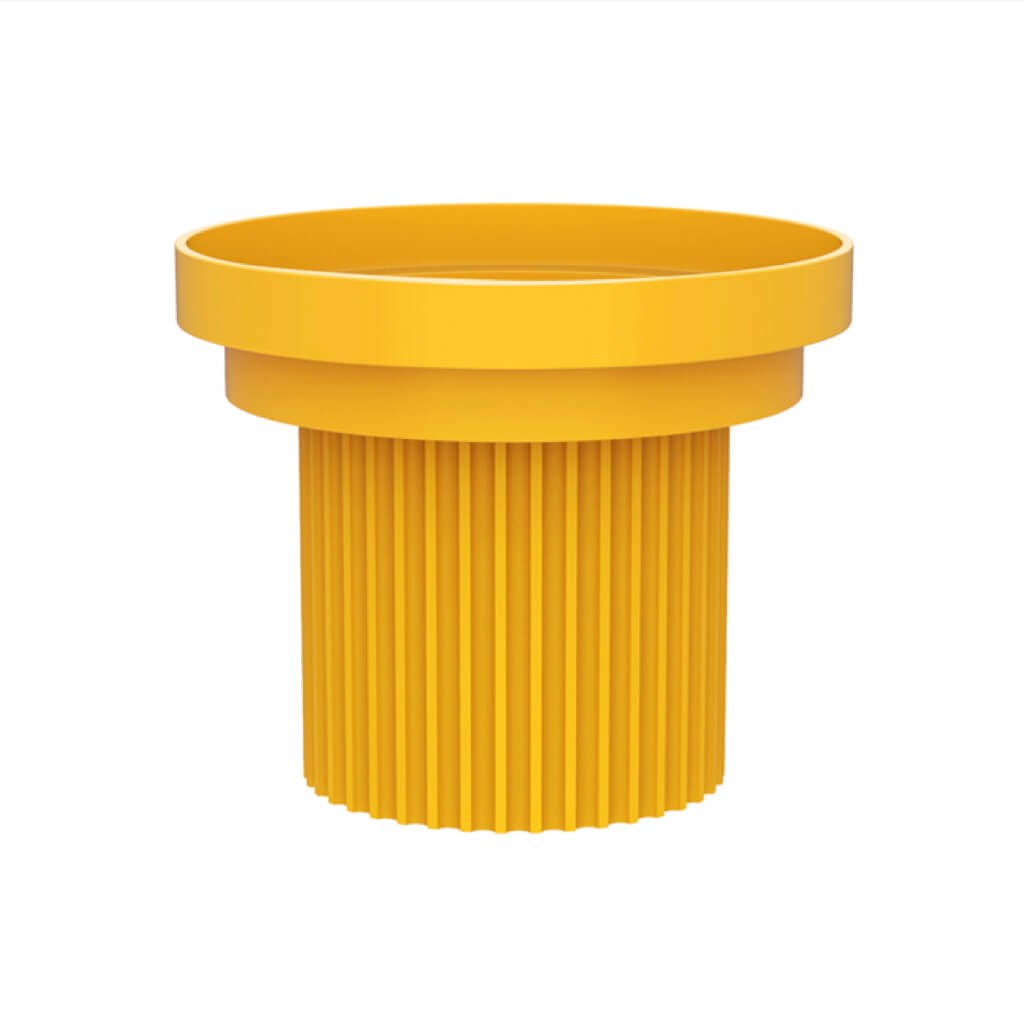 Product image of the detachable Purrre Sunset Yellow pet bowl with ridged base.