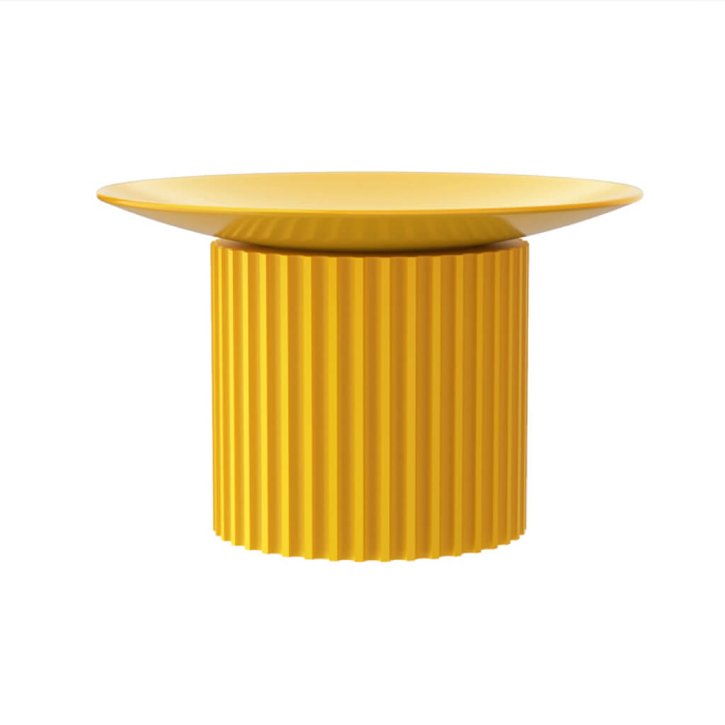 Flat plate of the Purrre Teeth Party Pet Bowl - Sunset Yellow, highlighting its minimalistic design.
