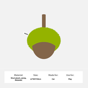 Simple graphic layout of ZEZE acorn cat toy with material and size details for e-commerce display.