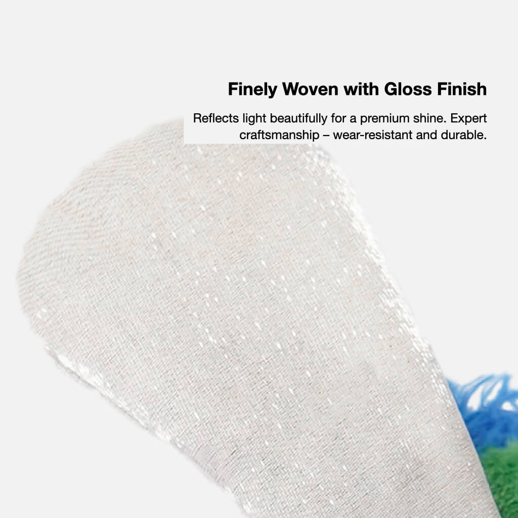Detailed view of finely woven, shiny plush wing material on catnip fly toy — durable and premium.