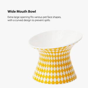 Elevated Ceramic Bowl - Yellow Rhombus