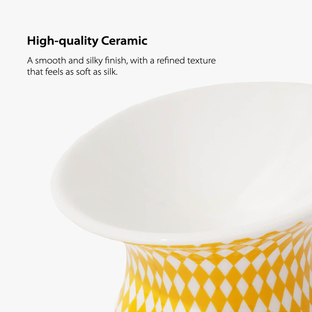 Elevated Ceramic Bowl - Yellow Rhombus