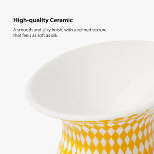 Elevated Ceramic Bowl - Yellow Rhombus