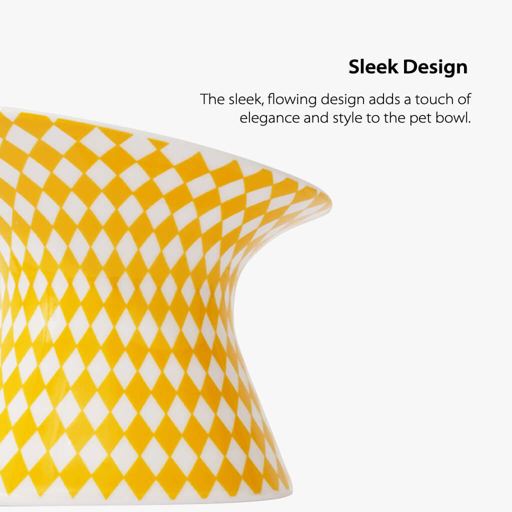 Elevated Ceramic Bowl - Yellow Rhombus