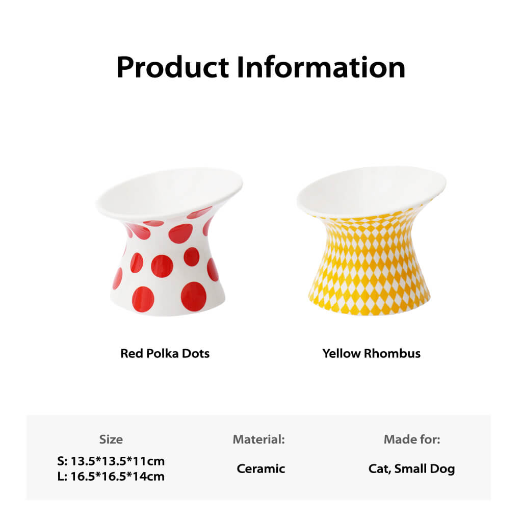 Elevated Ceramic Bowl - Yellow Rhombus