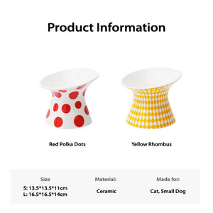 Elevated Ceramic Bowl - Yellow Rhombus