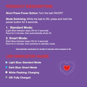LED indicator guide and mode description for the smart cat toy ball.