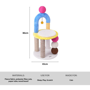 PlayPop Geometric Cat Tree – Vibrant Modern Design with Scratch Posts, Play &amp; Rest Zones