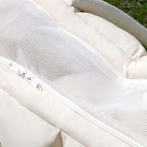 Breathable mesh ventilation cover on the pet tote bag, keeping pets secure yet comfortable inside.