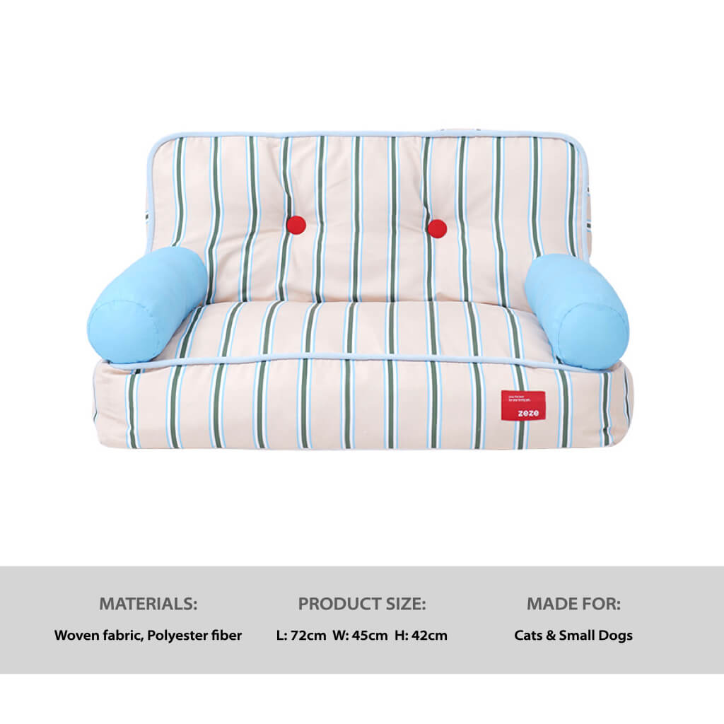 Retro Striped Pet Sofa – Cozy Lounger for Cats & Small Dogs