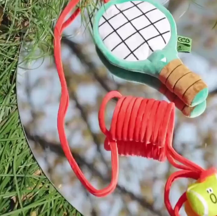 Tennis Racket Cat Toy with Bouncy Spring | Interactive Self-Play Plush Toy for Cats