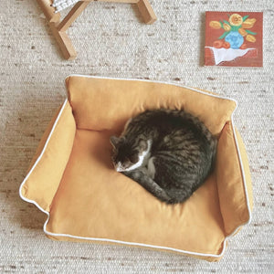 Cozy Pet Sofa Bed - Piped #10 Yellow Mustard + #3 Putty
