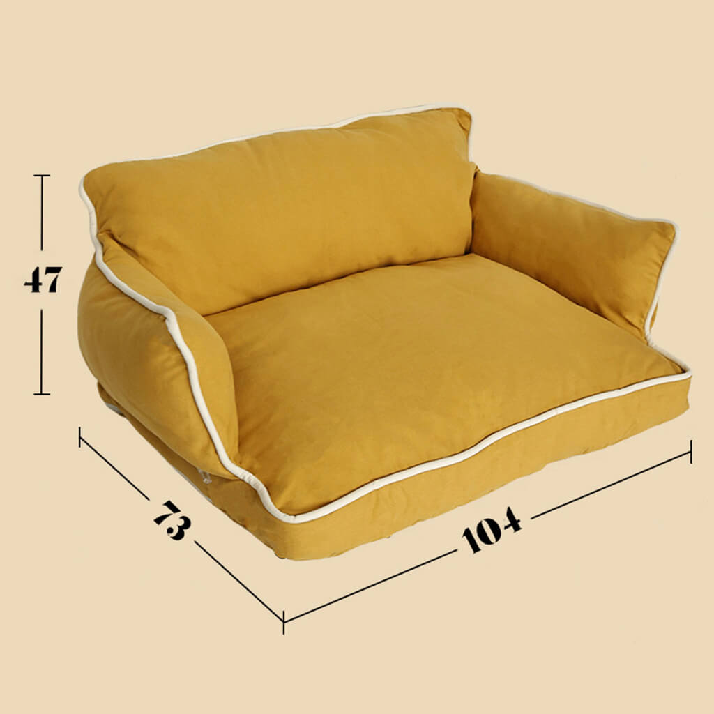 Cozy Pet Sofa Bed - Piped #10 Yellow Mustard + #3 Putty