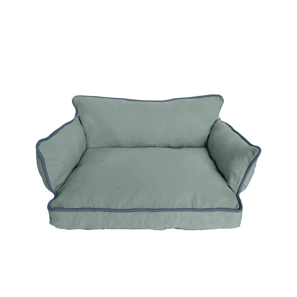 Cozy Pet Sofa Bed - Piped #23 Zweig, minimalistic blue pet sofa with piping details.