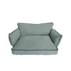 Cozy Pet Sofa Bed - Piped #23 Zweig, minimalistic blue pet sofa with piping details.