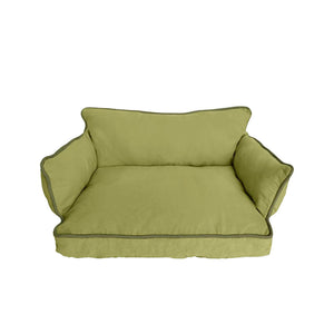 Cozy Pet Sofa Bed - Piped #32 Summer Maple + #31 Jun Green - Front View, displaying minimalist design with soft cushions.