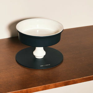 Bamboo Island elevated ceramic pet bowl in black; pedestal feeder with magnetic detachable stand for cats and small dogs.