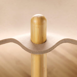 Close-up of the bamboo and felt structure showing the smooth connection between the bamboo post and the soft felt in the Smelling Felt Cat Bed.