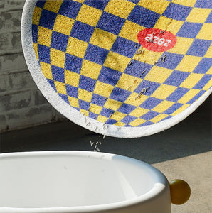 Waterproof Design Plaid Litter Mat in Blue and Yellow Color, Easy to Clean.