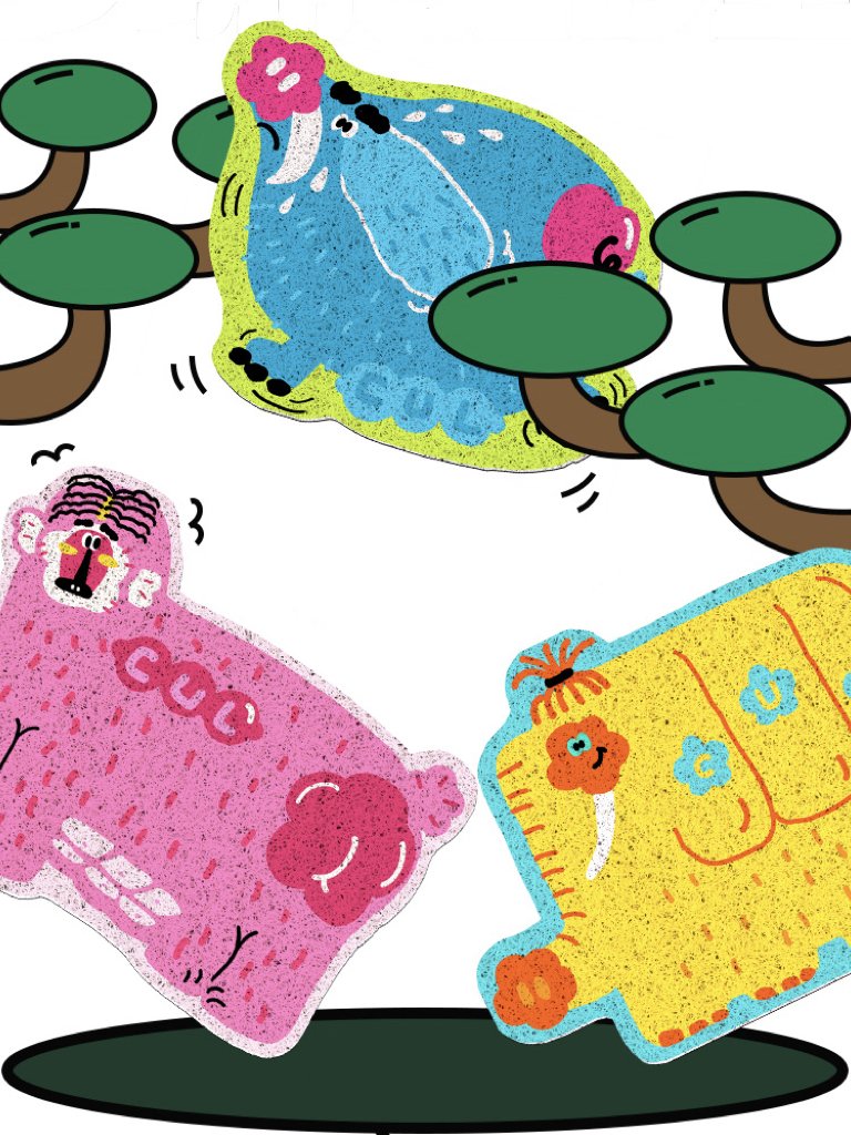 Cute Animal Design Pet Litter Mat by Case Uni Lemon