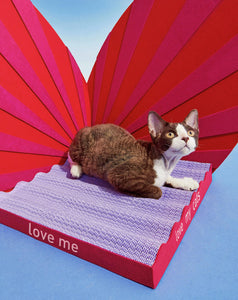 Heartfelt love cat scratcher in a 3-dimensional design, perfect for cats to scratch and play