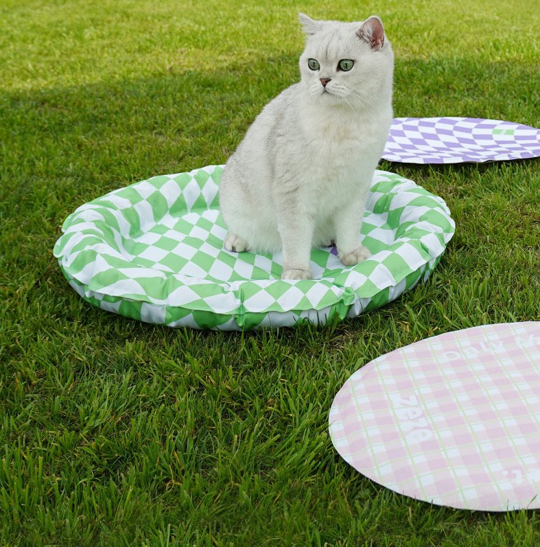 Diamond Pattern Cooling Pet Bed - #Green
