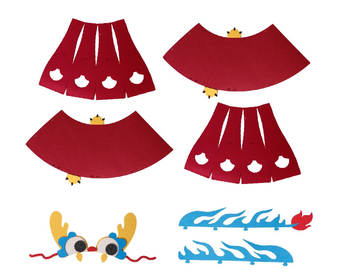 Design Dragon Cat Felt Tunnel Toy, Red and Purple Color by Ambition