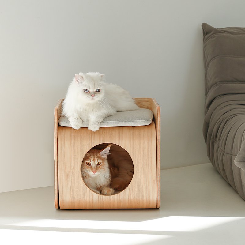 Table Cat Tree Tree Hollow Modern Cat Cave & Side Table – Pewos